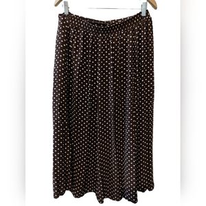 Vintage Maggie McNaughton Brown with Cream Polka Dot Light Pleated Skirt Sz 16W